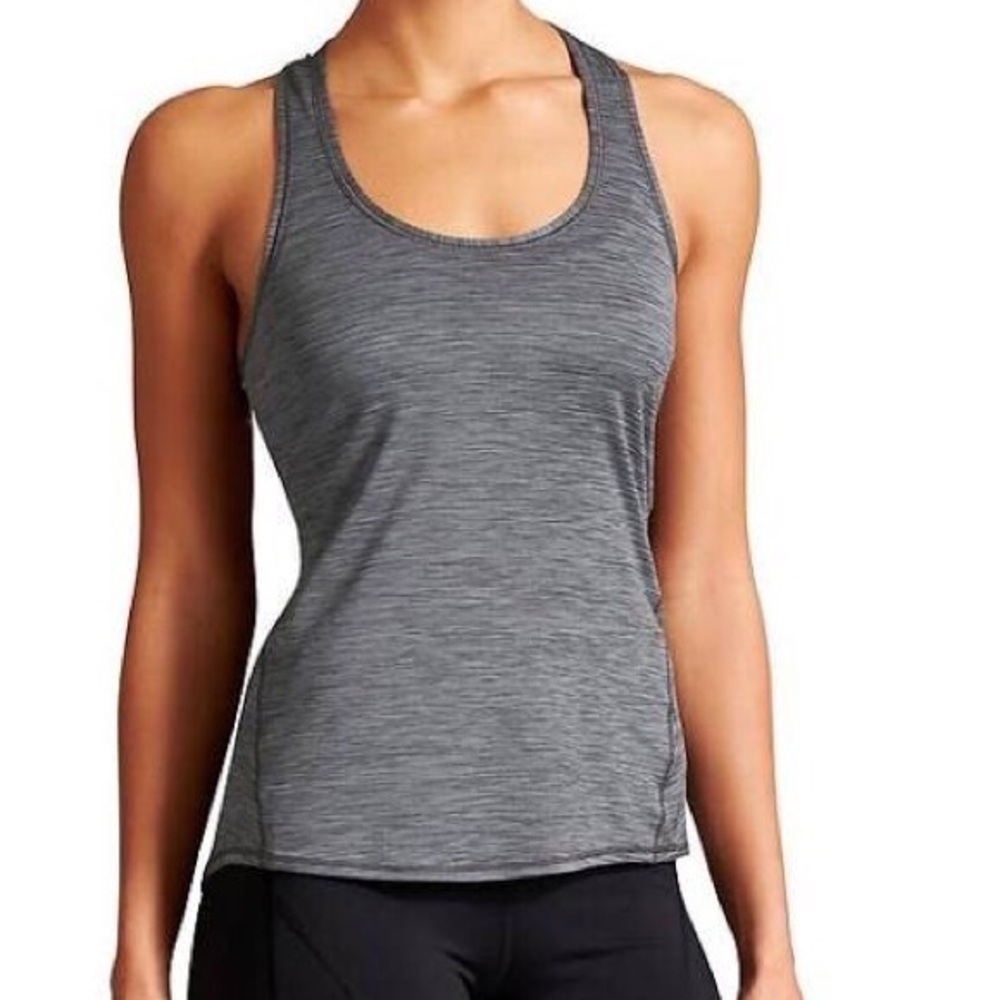 Athleta Chi Shadow Stripe Grey Tank Top